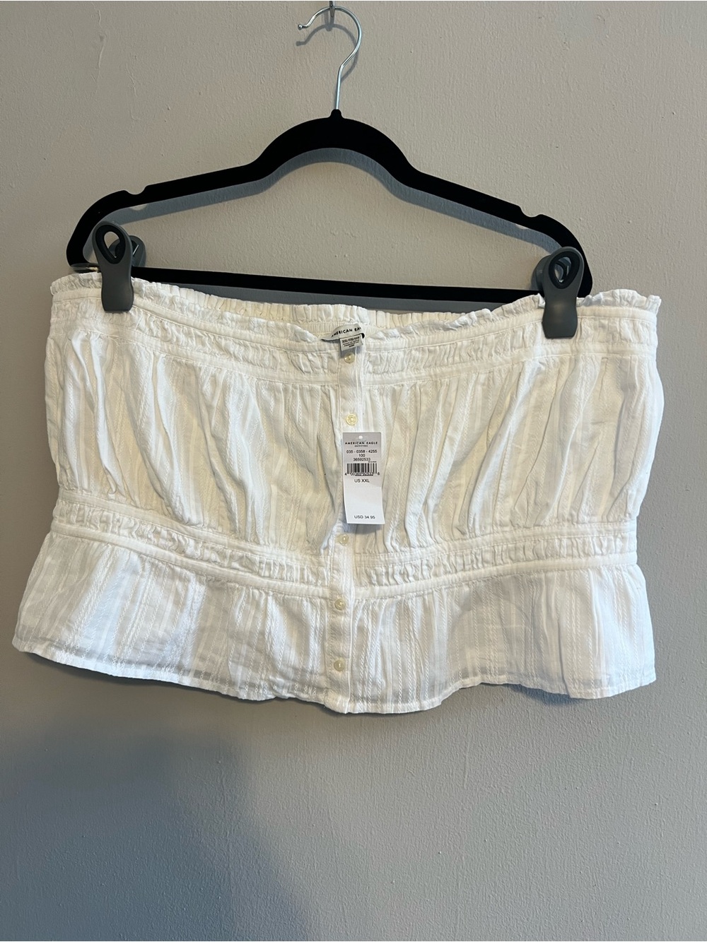 American Eagle Outfitters White Strapless Button-Front Top | Women’s XXL
